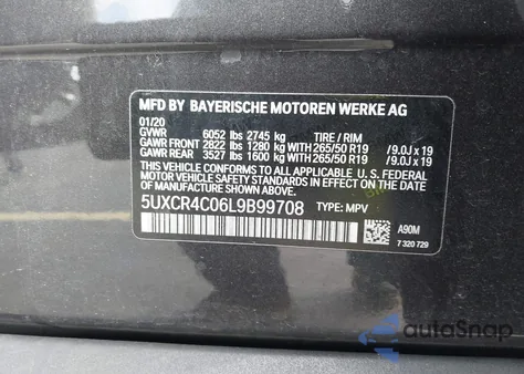 2020 BMW X5 Sdrive40I из США, поврежденный, VIN 5UXCR4C06L9B99708